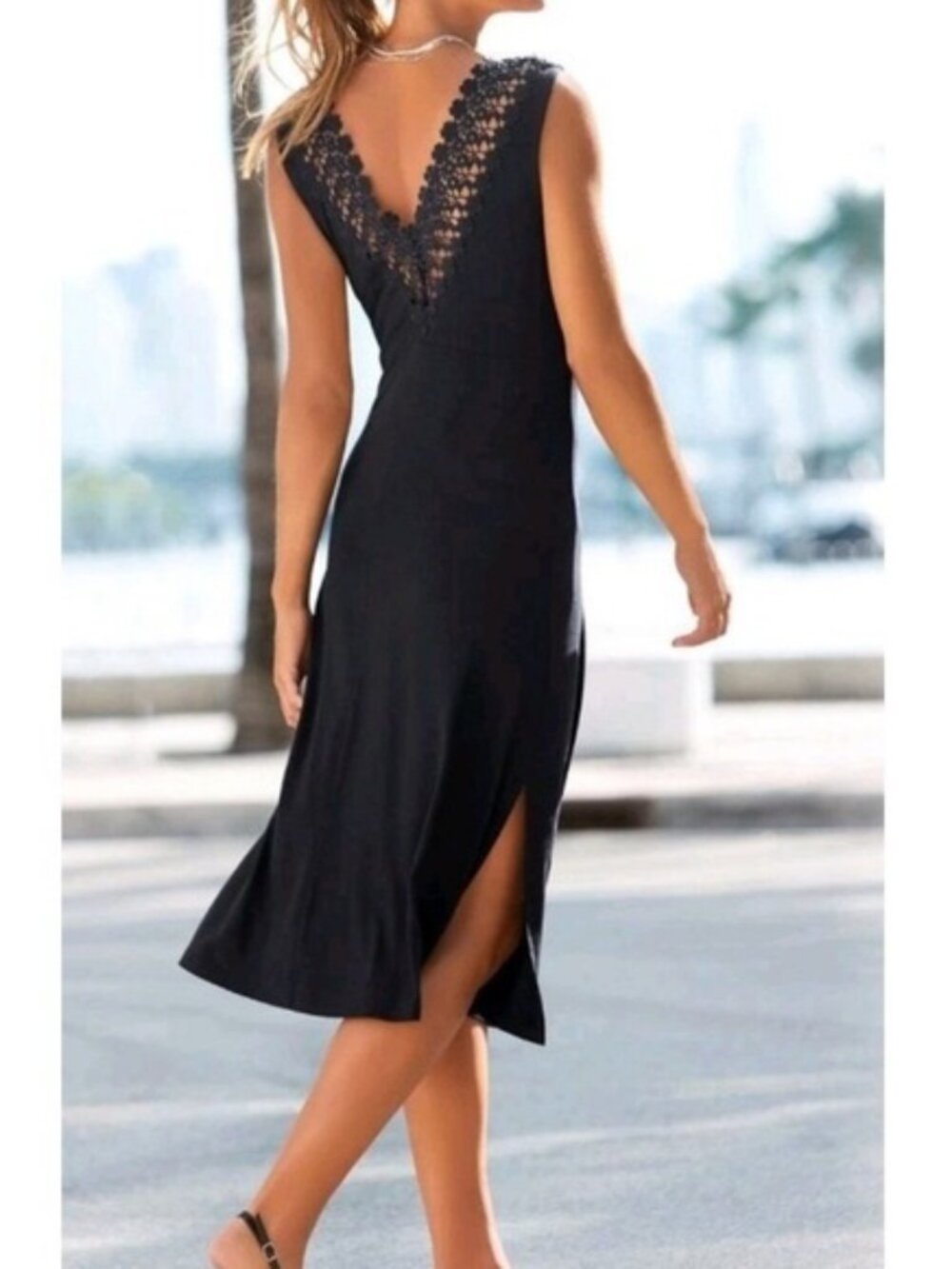 Elegant Black Lace-Back Dress